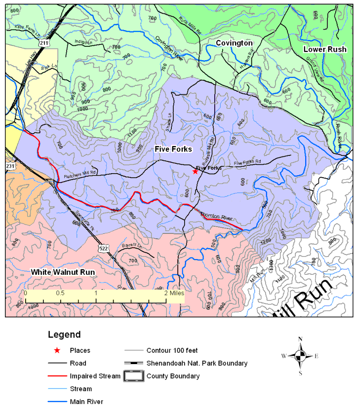 Five Forks, Topographic Map